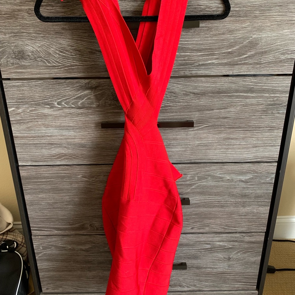 Herve Leger red bandage dress